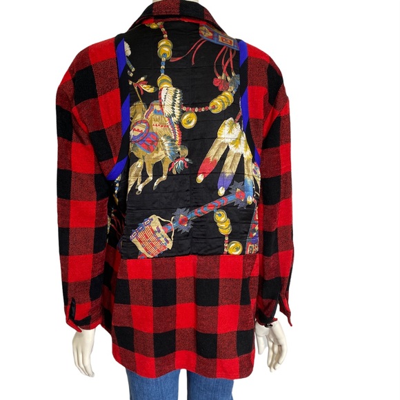 Vintage CANVASBACKS LUTTON & HORSFIELD Red Black Buffalo Plaid Jacket - S - Picture 2 of 6